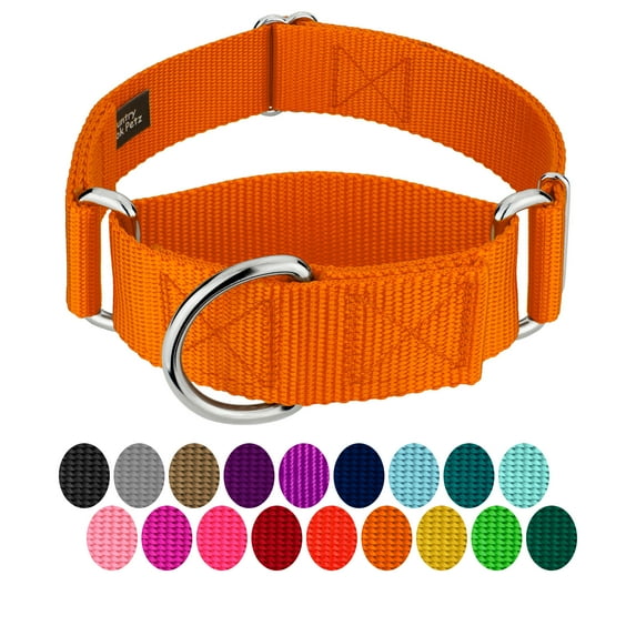 Country Brook Petz® 1 1/2 inch Orange Martingale Heavyduty Nylon Dog Collar, Medium