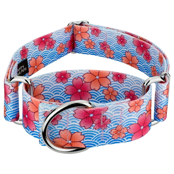Country Brook Petz® 1 1/2 inch Pink April Blossoms Martingale Dog Collar, Extra Large