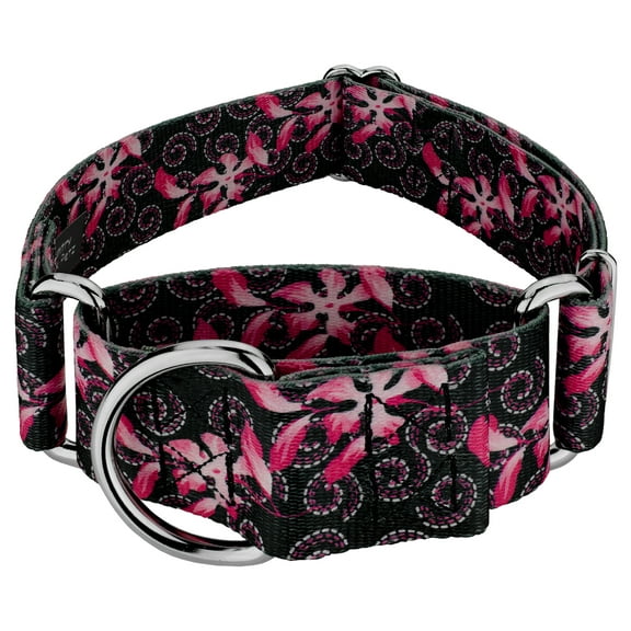 Country Brook Petz® 1 1/2 inch Pink Honeysuckle Breeze Martingale Dog Collar, Extra Large