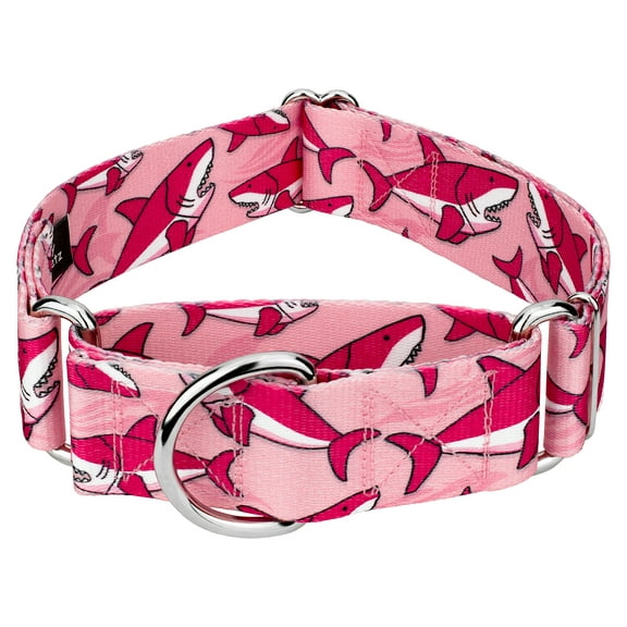 Country Brook Petz® 1 1/2 inch Pink Sharks Martingale Dog Collar, Medium