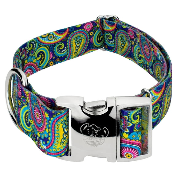 Country Brook Petz® 1 1/2 inch Premium Bright Paisley Dog Collar, Extra Large