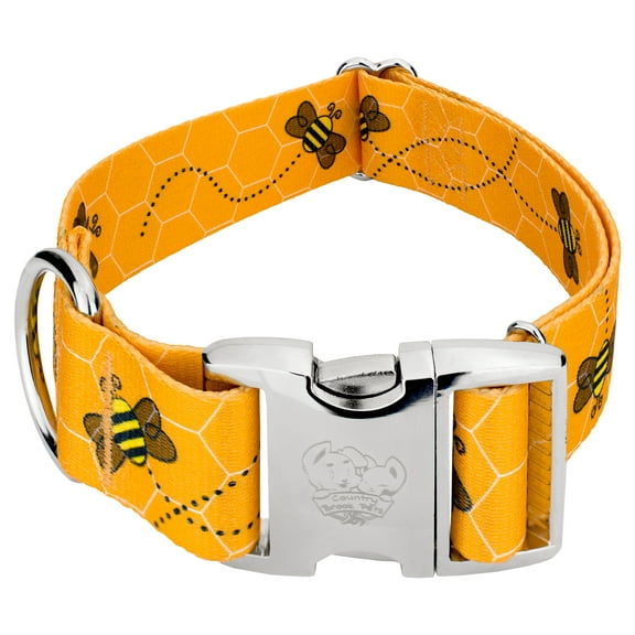 Country Brook Petz® 1 1/2 inch Premium Busy Bee Dog Collar, Medium