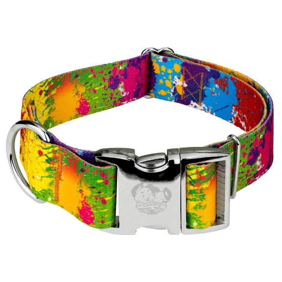Country Brook Petz® 1 1/2 inch Premium Paint Splatter Dog Collar, Extra Large