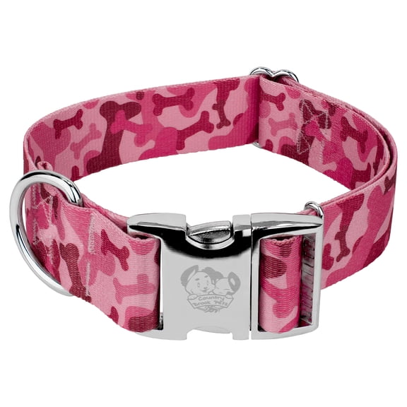 Country Brook Petz® 1 1/2 inch Premium Pink Bone Camo Dog Collar, Large