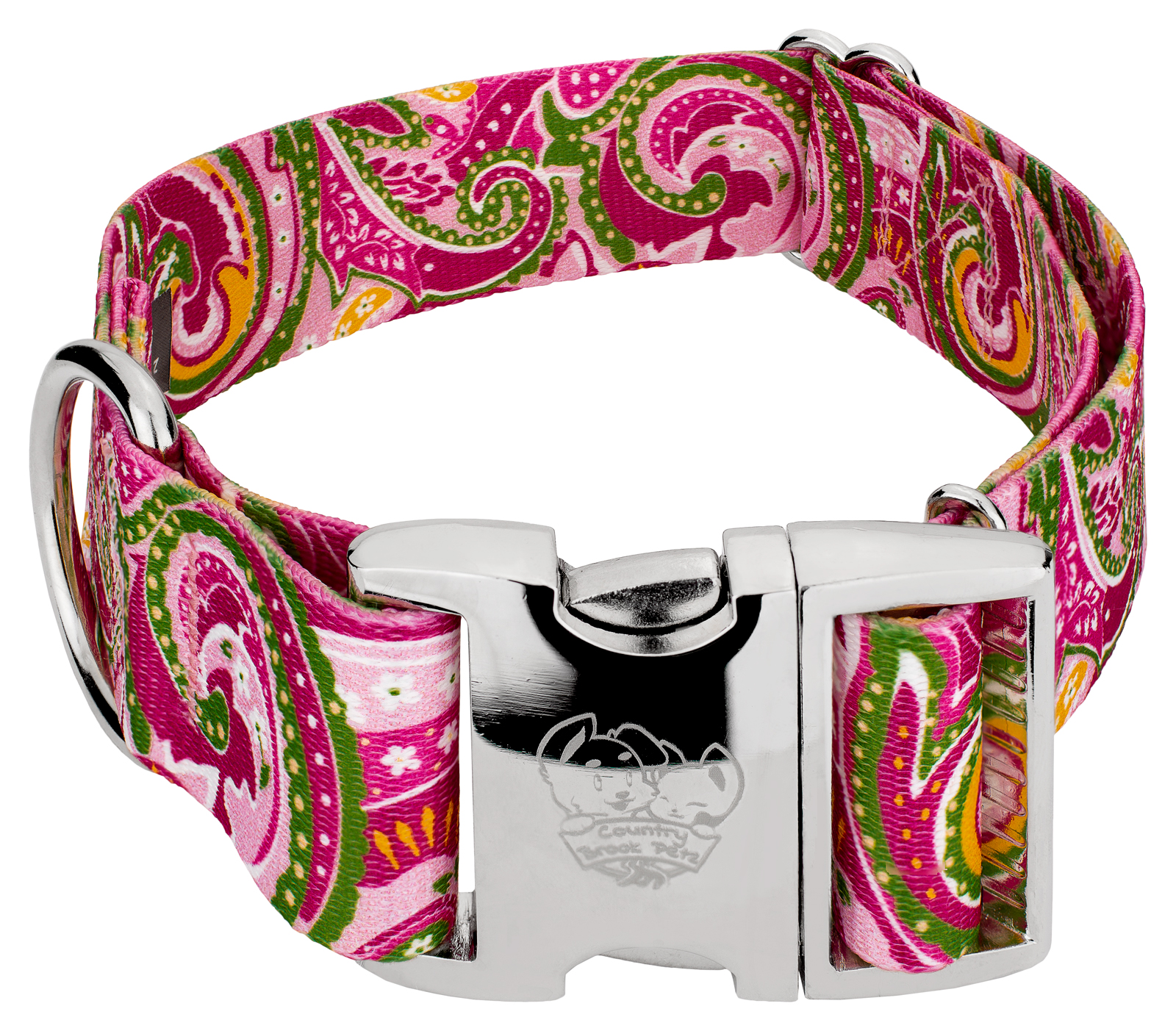 Country Brook Petz® 1 1/2 inch Premium Pink Paisley Dog Collar, Medium - image 1 of 10