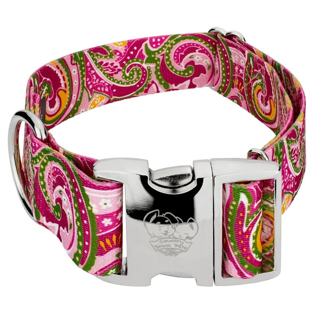 Country Brook Petz® 1 1/2 inch Premium Pink Paisley Dog Collar, Medium