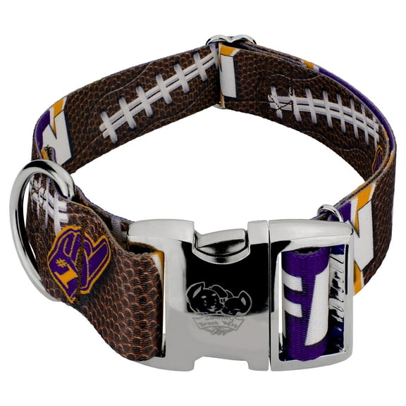 Country Brook Petz® 1 1/2 inch Premium Purple and Gold Football Fan Dog Collar Limited Edition, Large