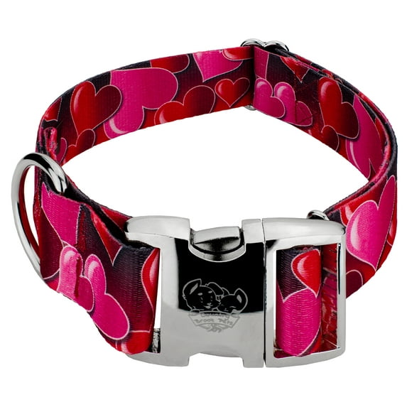 Country Brook Petz® 1 1/2 inch Premium Romantic Hearts Dog Collar, Extra Large