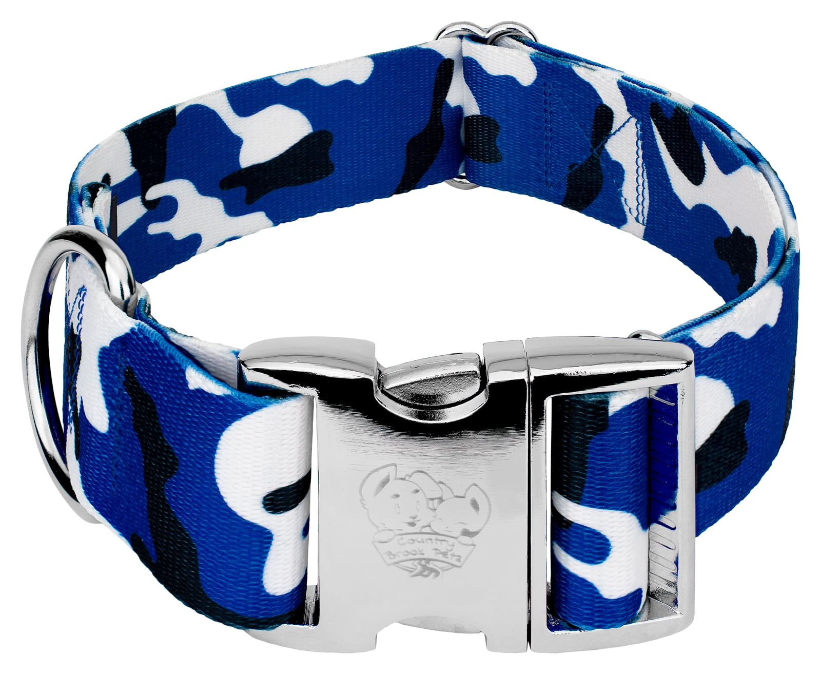 Country Brook Petz 1 1 2 inch Premium Royal Blue and White Camo