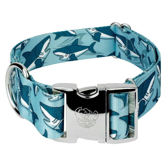 Country Brook Petz® 1 1/2 inch Premium Sharks Dog Collar, Medium