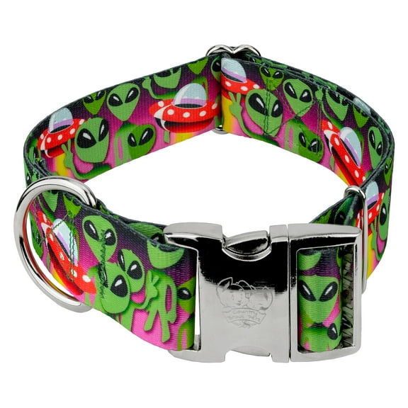 Country Brook Petz® 1 1/2 inch Premium Space Aliens Dog Collar, Large