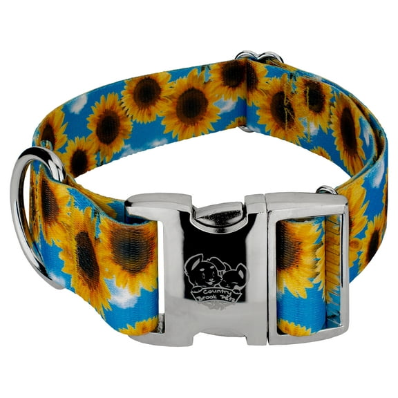 Country Brook Petz® 1 1/2 inch Premium Sunflowers Dog Collar, Large