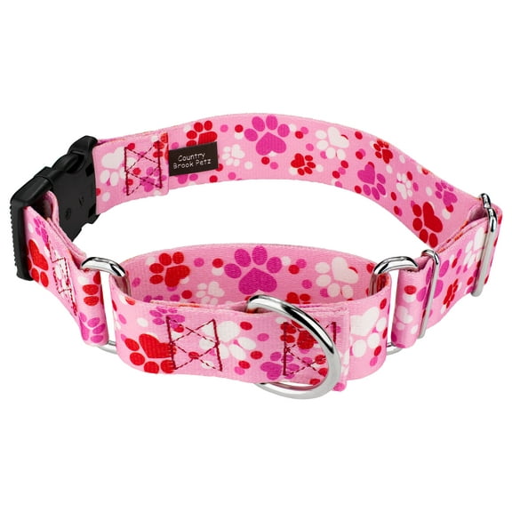 Country Brook Petz® 1 1/2 inch Puppy Love Martingale with Deluxe Buckle Dog Collar, Extra Large