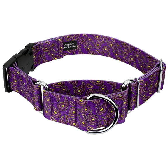 Country Brook Petz® HossFit Jr Wide Martingale with Deluxe Buckle (Purple Paisley, Medium)