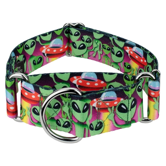 Country Brook Petz® 1 1/2 inch Space Aliens Martingale Dog Collar, Medium