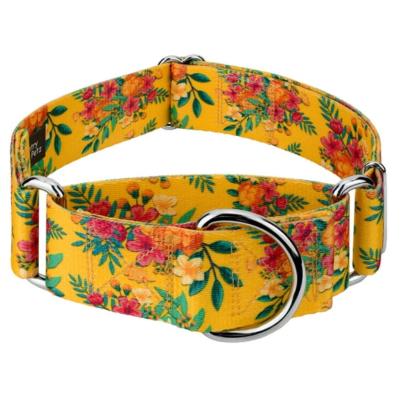 Country Brook Petz® 1 1/2 inch Tropical Floral Martingale Dog Collar, Large