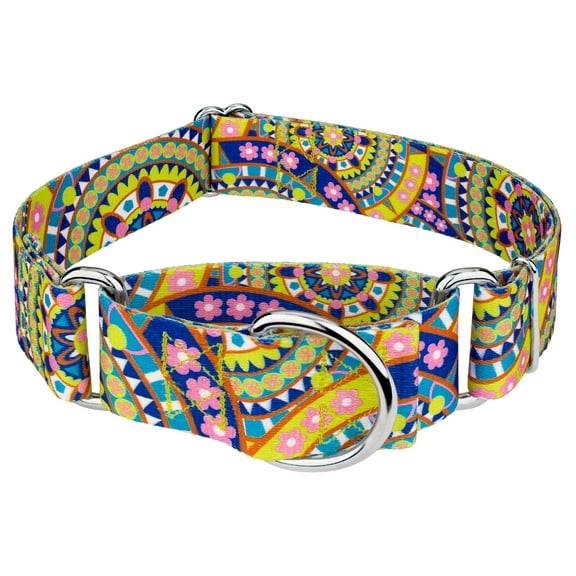 Country Brook Petz® 1 1/2 inch Yellow Boho Mandala Martingale Dog Collar, Extra Large