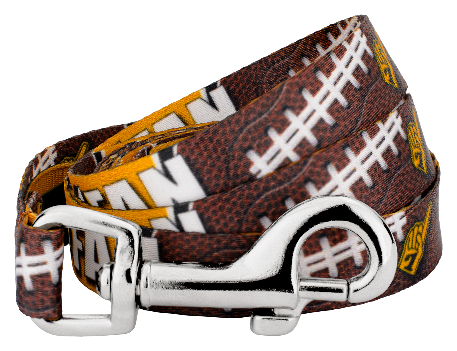 Country Brook Petz® 1/2 inch Black and Gold Football Fan Dog Leash Limited Edition 4 Foot