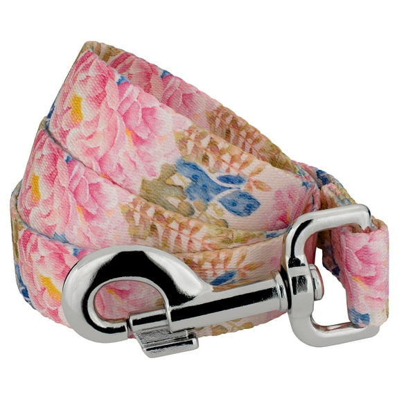 Country Brook PetzĀ® 1/2 inch Watercolor Peonies Dog Leash, 6 Foot