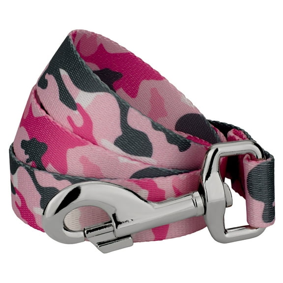 Country Brook PetzĀ® 1 inch Pink and Grey Camo Dog Leash 4 Foot