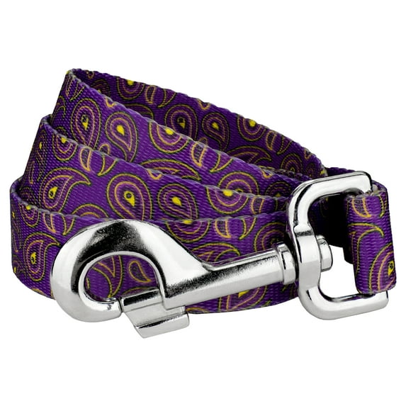 Country Brook Petz - 3/4 inch Purple Paisley Dog Leash - 6 Foot
