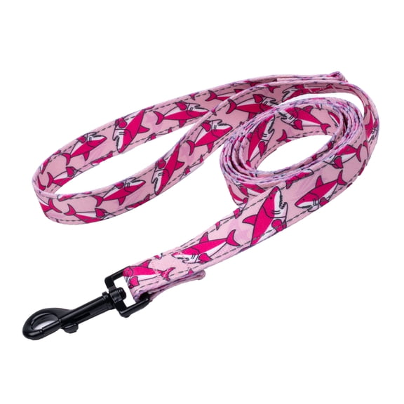 Country Brook Petz® 5/8 Inch Pink Sharks Reflective Dog Leash, 4 Foot