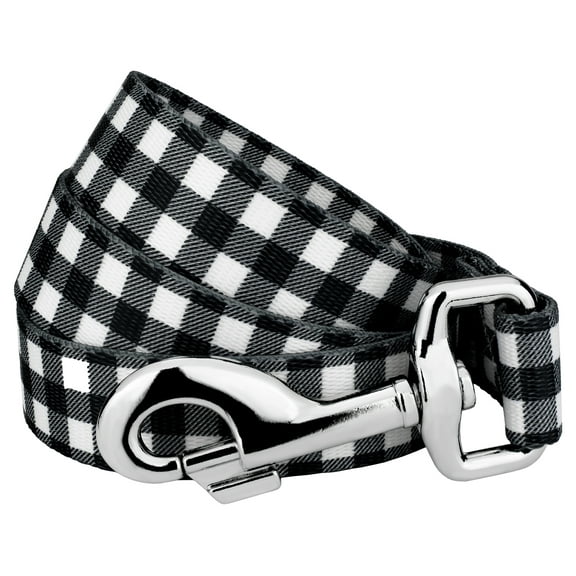 Country Brook Petz® 5/8 inch Black & White Buffalo Plaid Dog Leash, 4 Foot