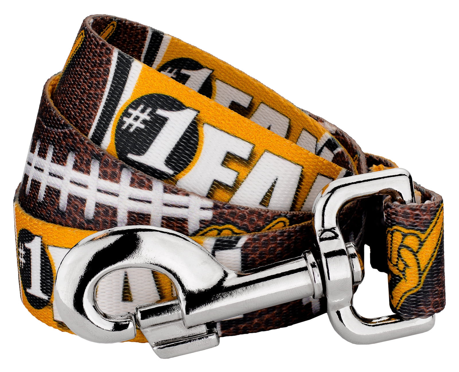 Country Brook Petz® 5/8 inch Black and Gold Football Fan Dog Leash