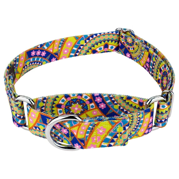 Country Brook Petz® 5/8 inch Yellow Boho Mandala Martingale Dog Collar, Small