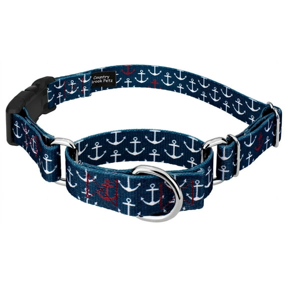 Country Brook Petz® Anchors Away Martingale Dog Collar with Plastic Buckle, Extra Small