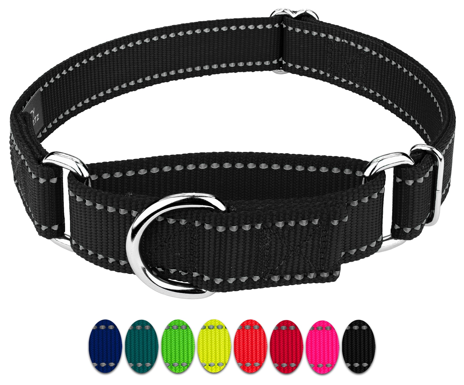 Country Brook Petz Vibrant 8 Color Selection Reflective Nylon Martingale Dog Collar