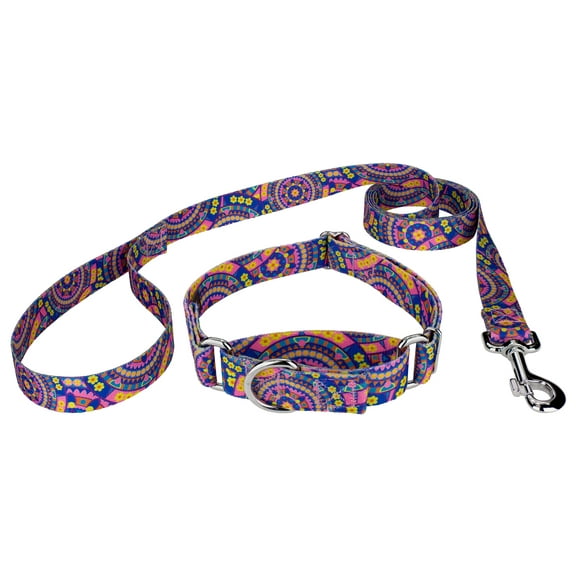 Country Brook Petz® Blue Boho Mandala Martingale Dog Collar and Leash, 2XS