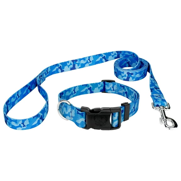 Country Brook Petz® Blue Bone Camo Deluxe Collar and Leash, Large