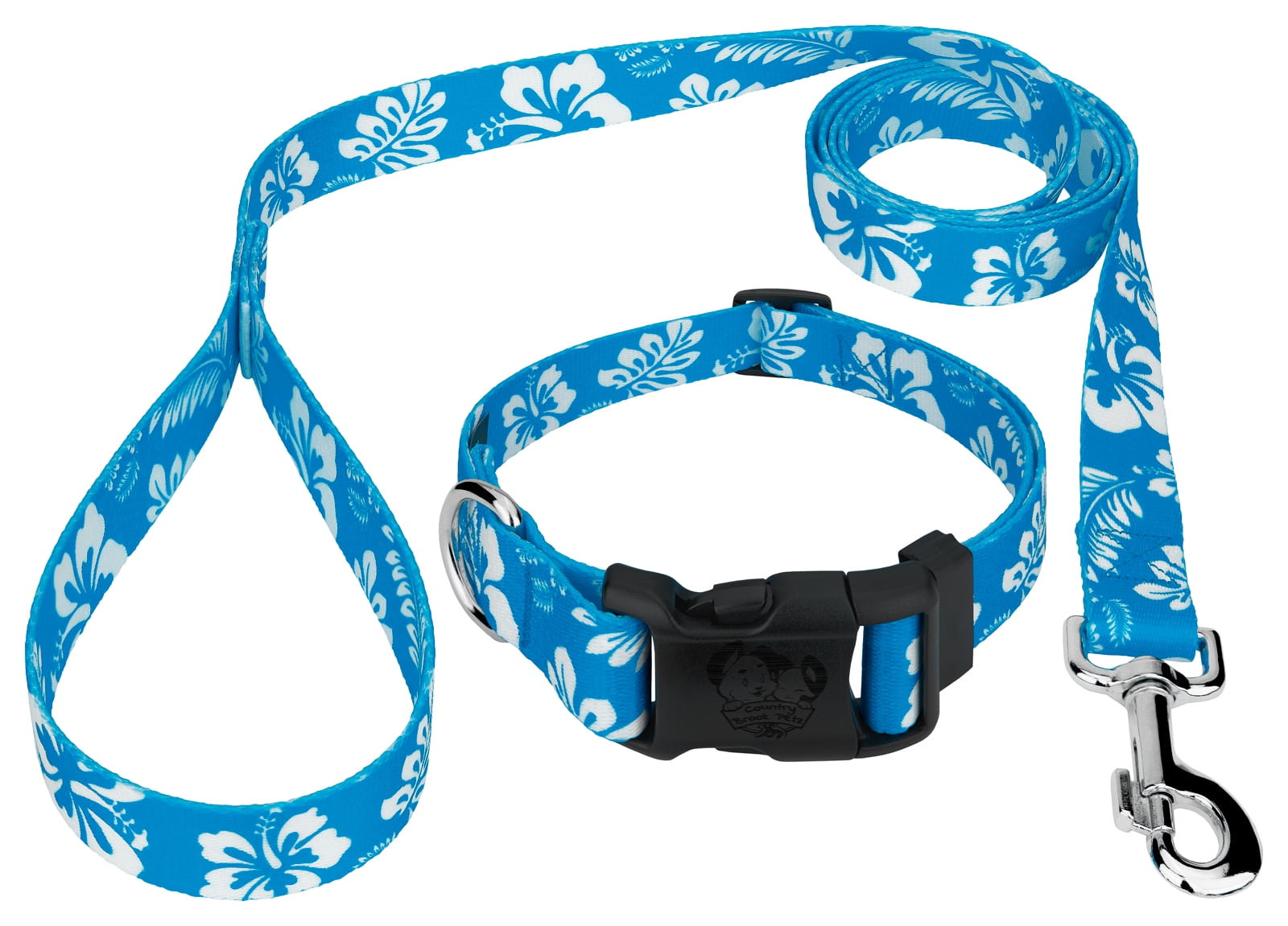 Country Brook Petz® Blue Hawaiian Everyday Dog Collar and Leash, Extra Small