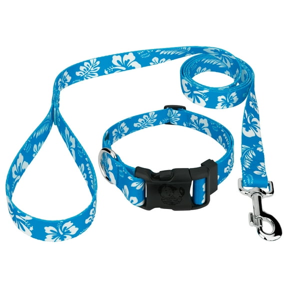Country Brook Petz® Blue Hawaiian Deluxe Dog Collar and Leash, Micro