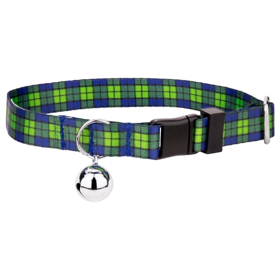 Country Brook Petz® Blue and Green Plaid Cat Collar