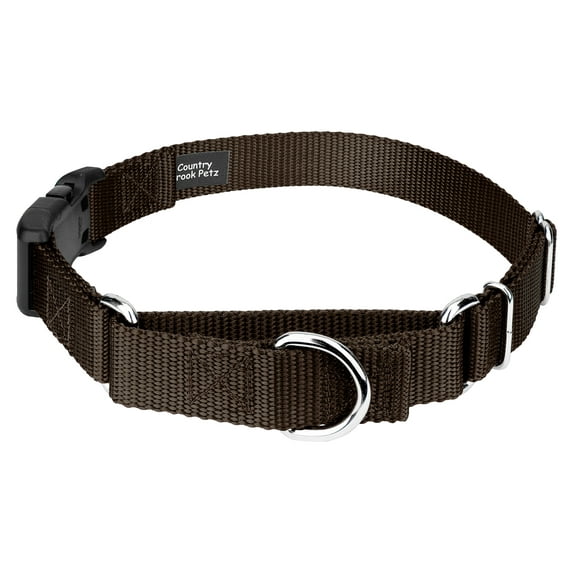 Country Brook Petz® Brown Durable Nylon Martingale with Deluxe Buckle - Made in the USA, Large