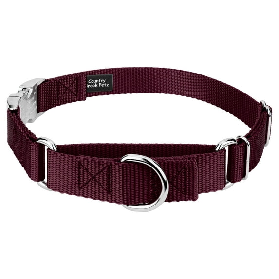 Country Brook Petz® Burgundy Heavyduty Nylon Martingale with Premium Buckle, Small
