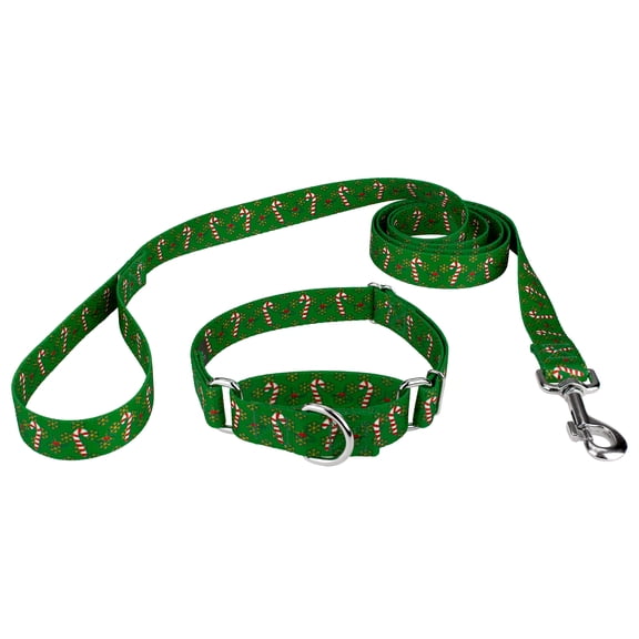 Country Brook Petz® Candy Cane Christmas Martingale Dog Collar and Leash, Mini