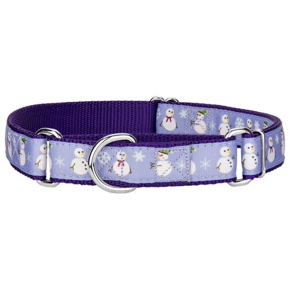 Country Brook Petz® Christmas Snowman Ribbon Martingale Dog Collar, Small