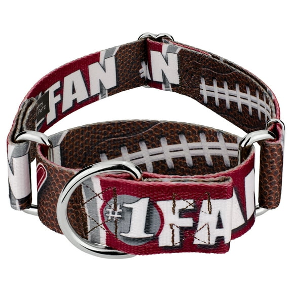 Country Brook Petz - Crimson and White Football Fan Martingale Dog Collar Limited Edition - Sports and Athletics Collect