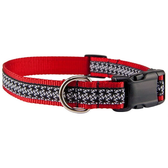 Country Brook Petz® Deluxe Black and White Pinwheels Woven Ribbon on Red Dog Collar Limited Edition, Extra Large