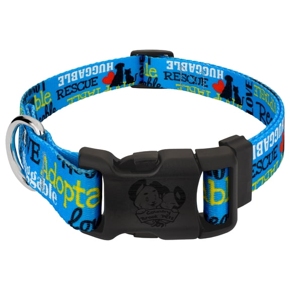 Country Brook Petz® Blue Loveable Rescue Everyday Dog Collar LTD - USA, XL