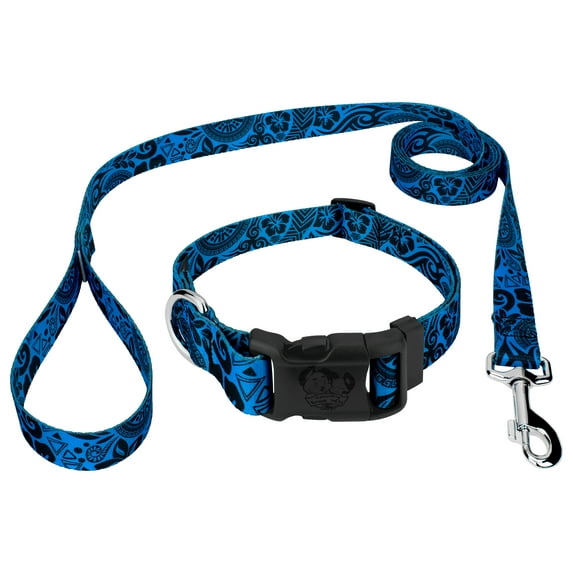 Country Brook Petz® Blue Polynesian Everyday Dog Collar and Leash, Extra Large