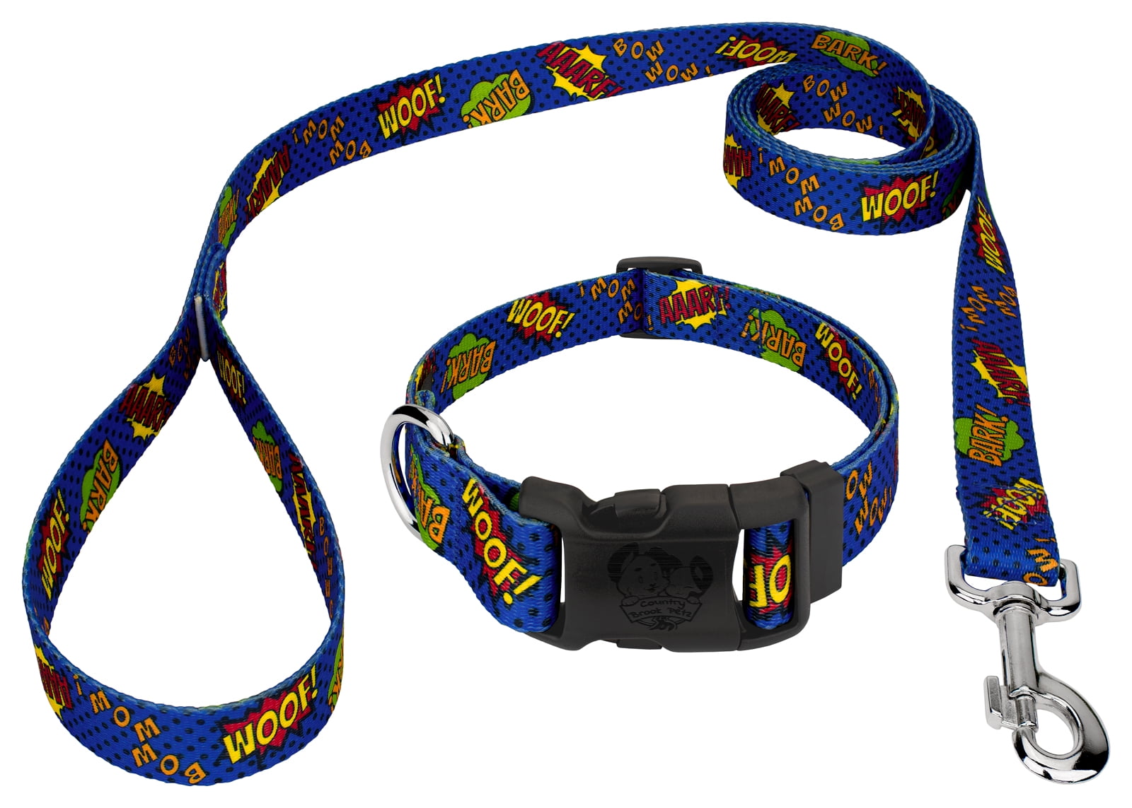 Country Brook Petz® Blue Super Dog Everyday Dog Collar and Leash, Medium
