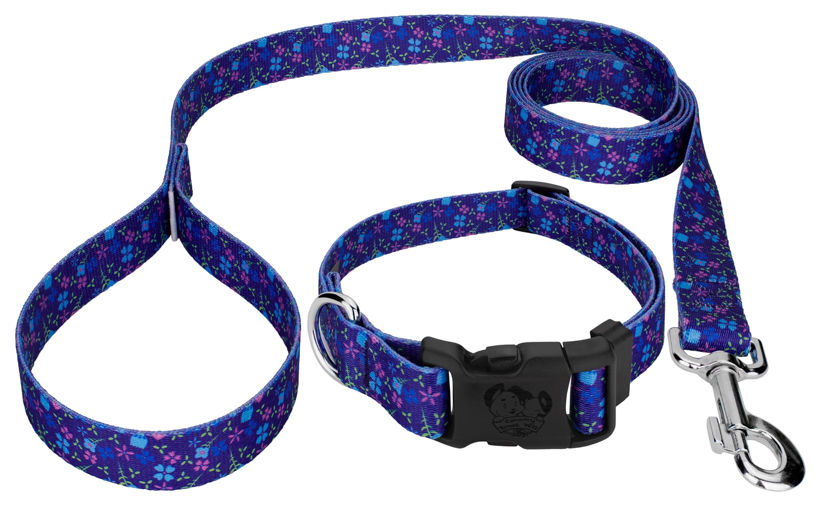 Country Brook Petz® Blueberry Fields Everyday Dog Collar and Leash, Large