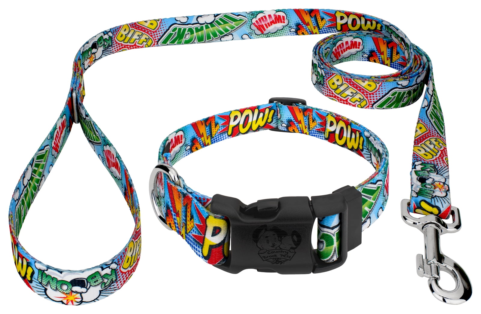 Country Brook Petz® Comic Pop Everyday Dog Collar and Leash, Small