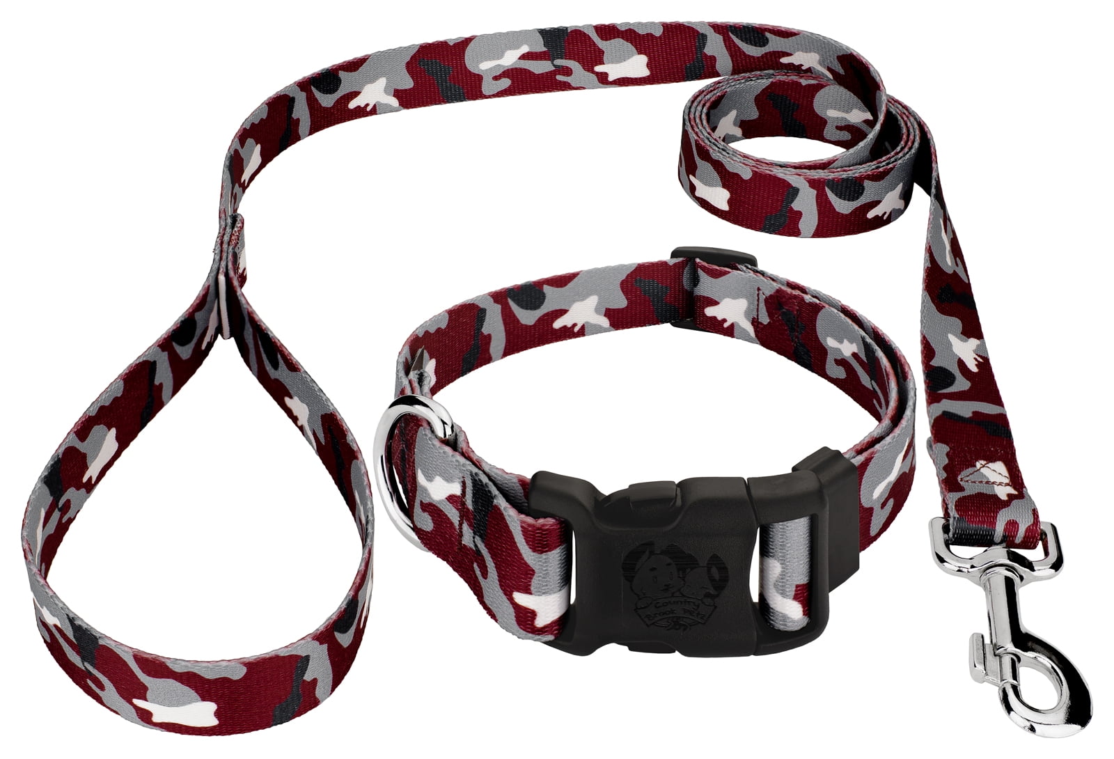 Country Brook Petz® Crimson and White Camo Everyday Dog Collar and Leash, Large