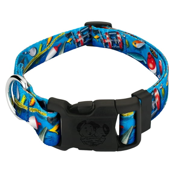 Country Brook Petz® Gone Fishin' Everyday Dog Collar Made in The U.S.A., Medium