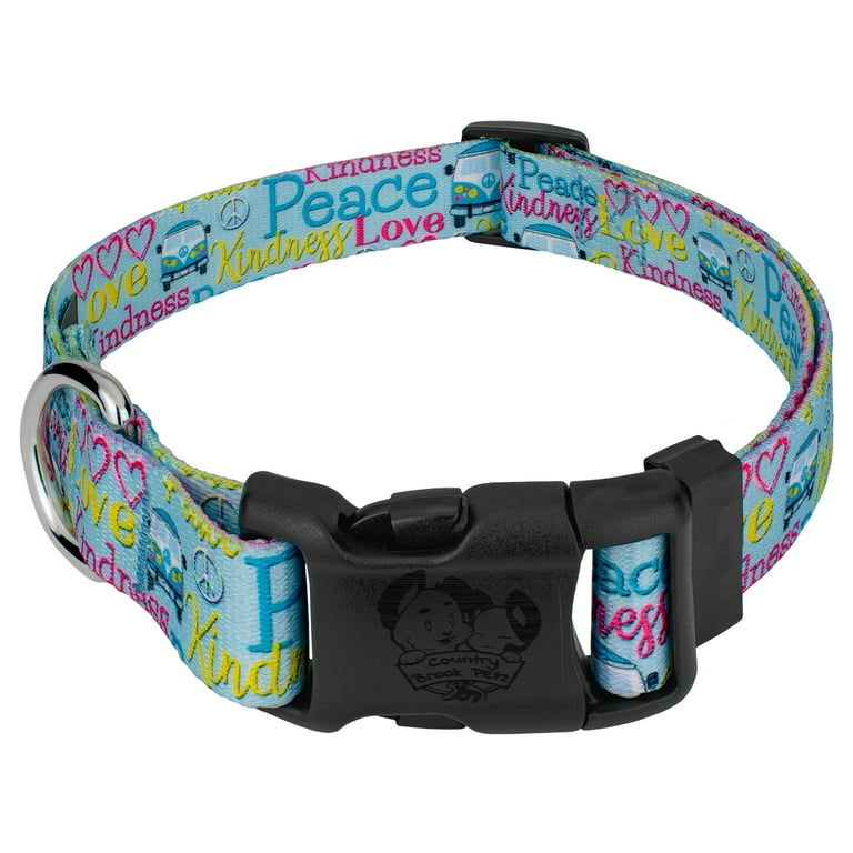 Country Brook Petz Deluxe Love and Peace Dog Collar Made in the